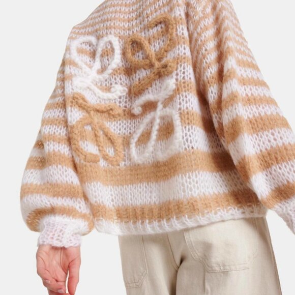 Loewe Anagram Wool-blend White/Camel Cardigan - Picture 5 of 13